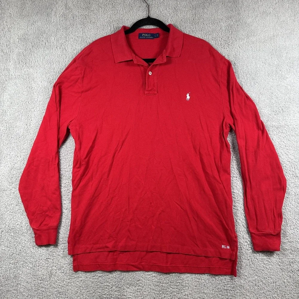 Polo Ralph Lauren Shirt Mens Large Long Sleeve Pullover RL16 Pony Classic